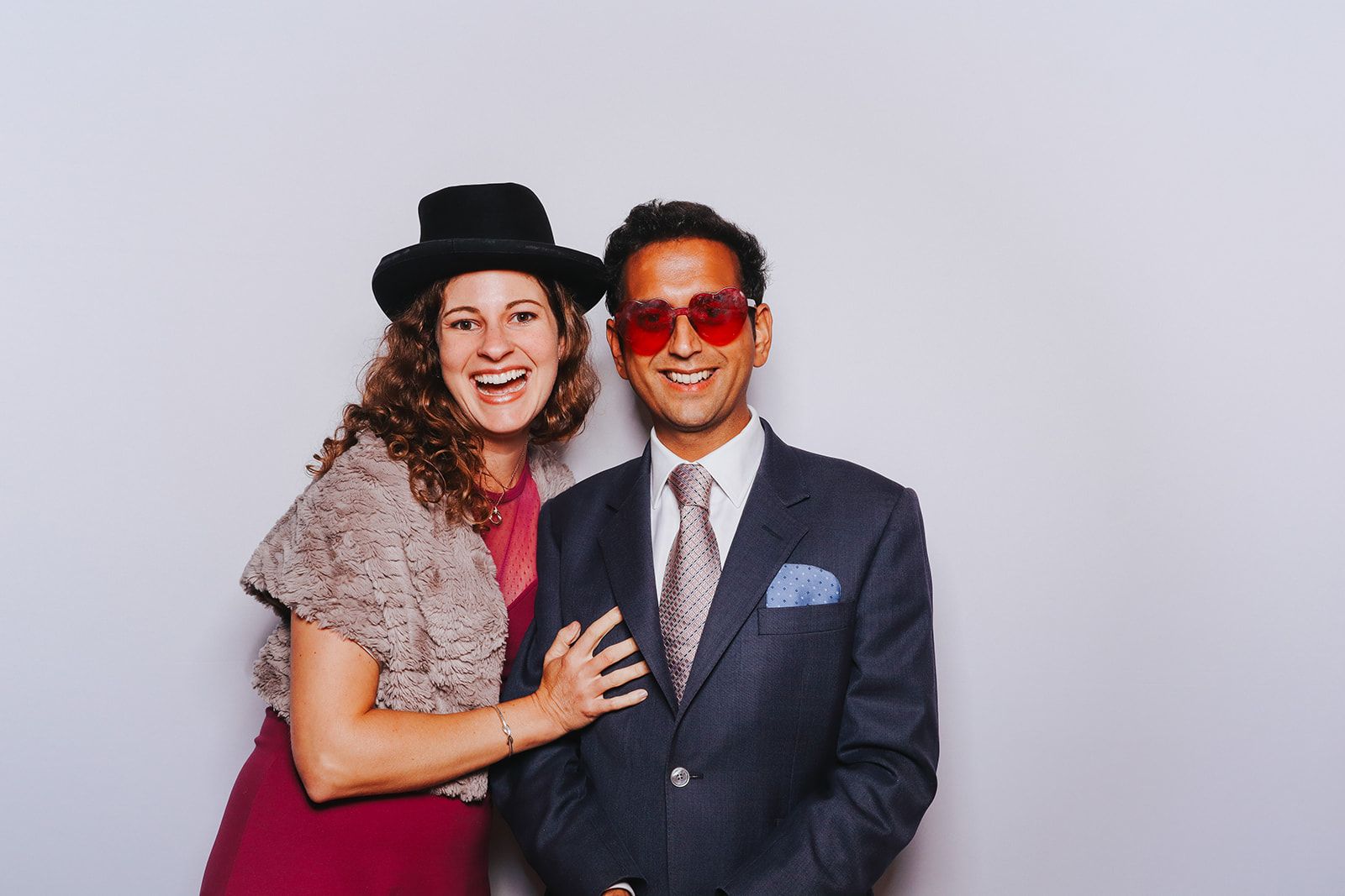 Two guests laughing in the photobooth supplied by The Flash Fox